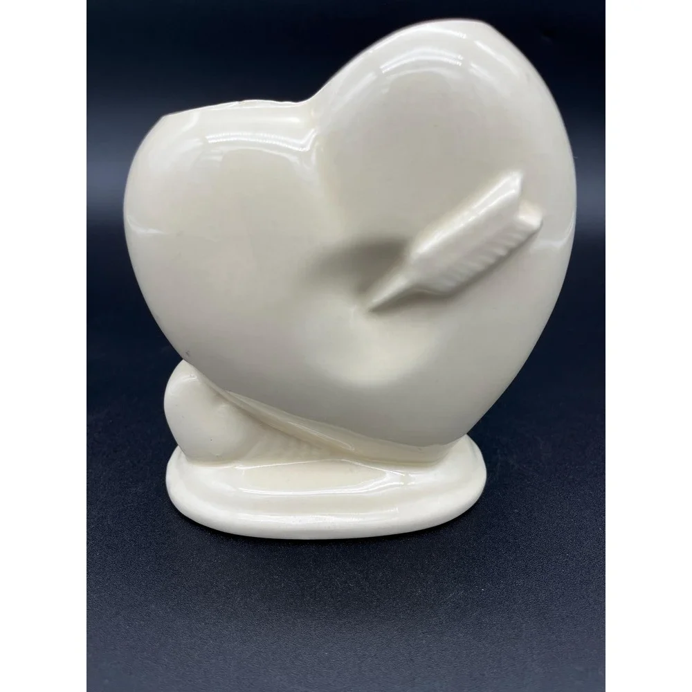 Heart Shaped Vase: 1950s Style, Cupid's Arrow Pottery – Vintage Home Decor
